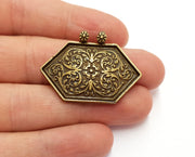2 Antique Bronze Charms Connector Antique Bronze Plated Charms (40x30mm)  G19754