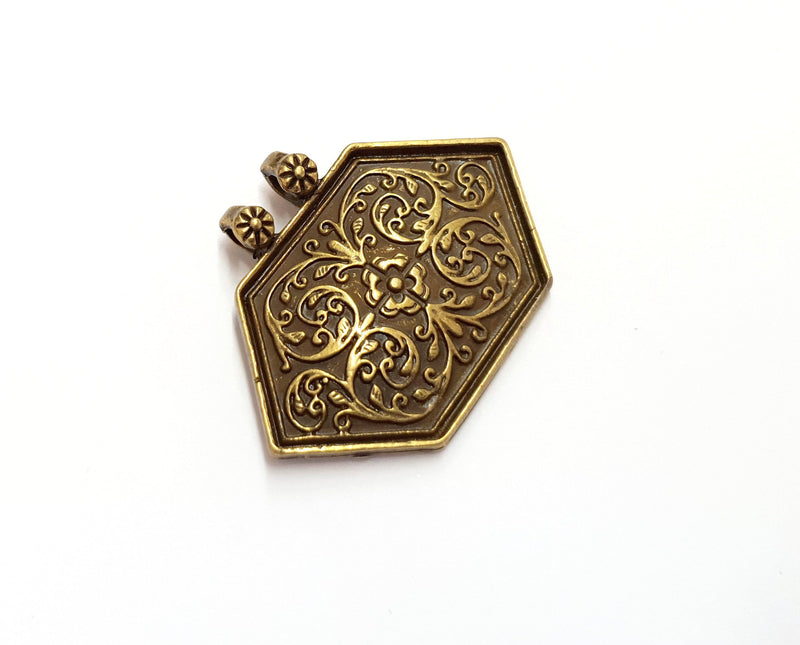 2 Antique Bronze Charms Connector Antique Bronze Plated Charms (40x30mm)  G19754
