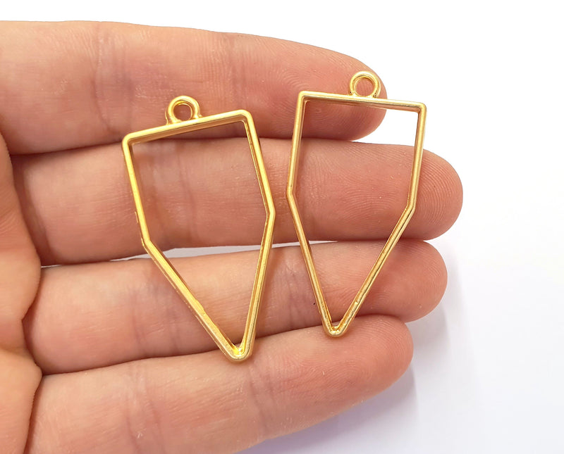 2 Gold Bezel Charms Gold Plated Charms (44x21mm) G19763