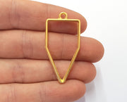 2 Gold Bezel Charms Gold Plated Charms (44x21mm) G19763