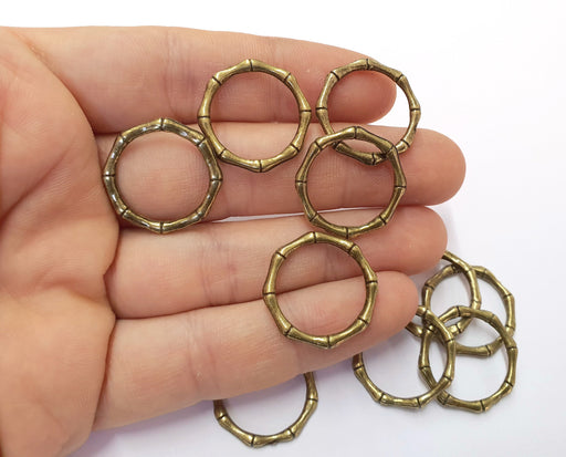 10 Bone Shape Circle Charm Connector Antique Bronze Plated Charms  (21 mm)  G19758