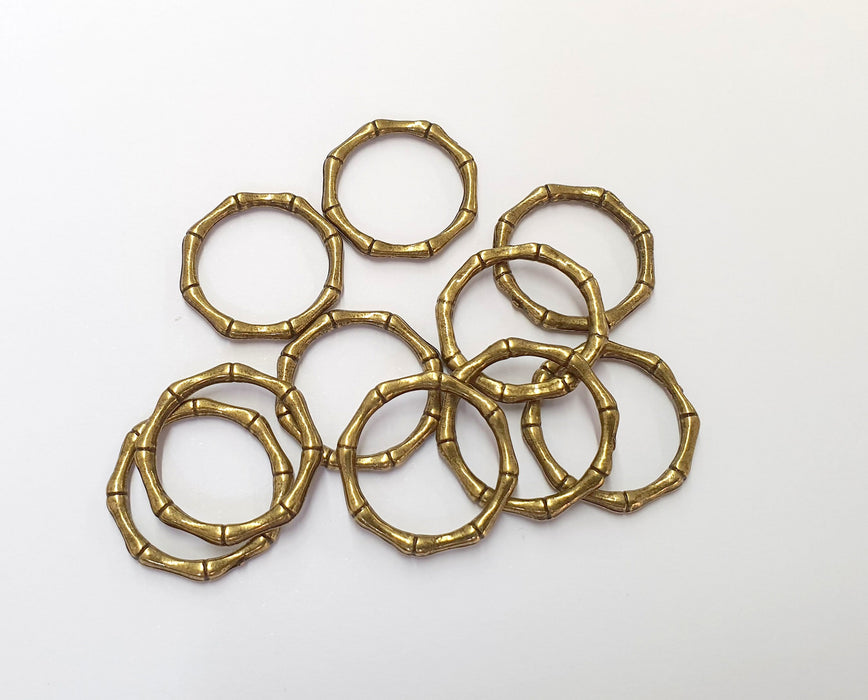 10 Bone Shape Circle Charm Connector Antique Bronze Plated Charms  (21 mm)  G19758