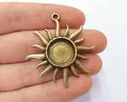 Sun Charms Blank Bezel Resin Bezel Mosaic Mountings Antique Bronze Plated Charms (47x40mm)( 16 mm Bezel Inner Size)  G19762