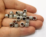 10 Silver Rondelle Beads Antique Silver Plated Beads (8mm)  G19376