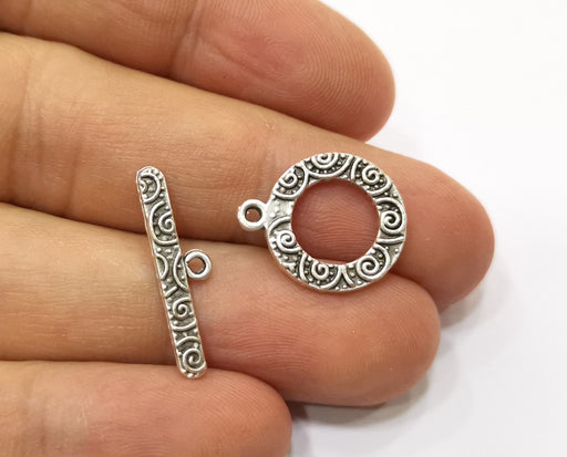 Toggle Clasps 5 sets Antique Silver Plated Toggle Clasp Findings 19x15mm+23x6mm  G19377