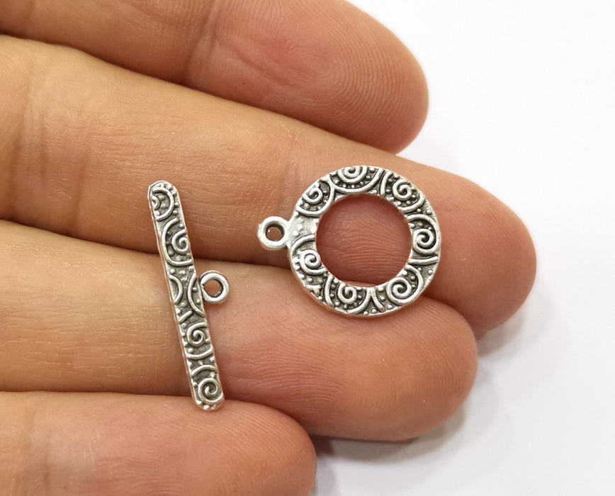 Toggle Clasps 5 sets Antique Silver Plated Toggle Clasp Findings 19x15mm+23x6mm  G19377