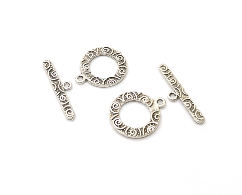 Toggle Clasps 5 sets Antique Silver Plated Toggle Clasp Findings 19x15mm+23x6mm  G19377