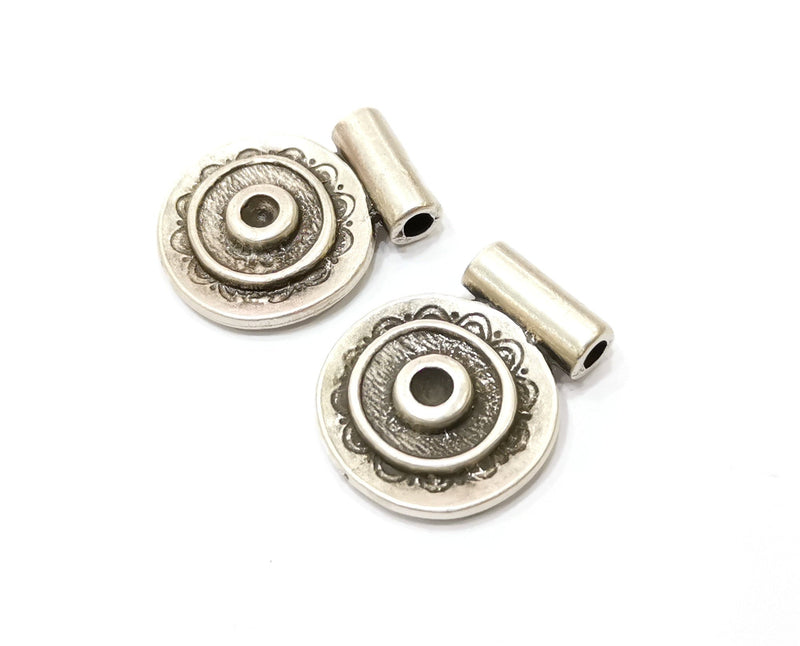2 Silver Charms Antique Silver Plated Charms (27x22mm)  G19378