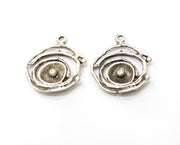 2 Silver Charms Antique Silver Plated Charm (32x28mm) G19379