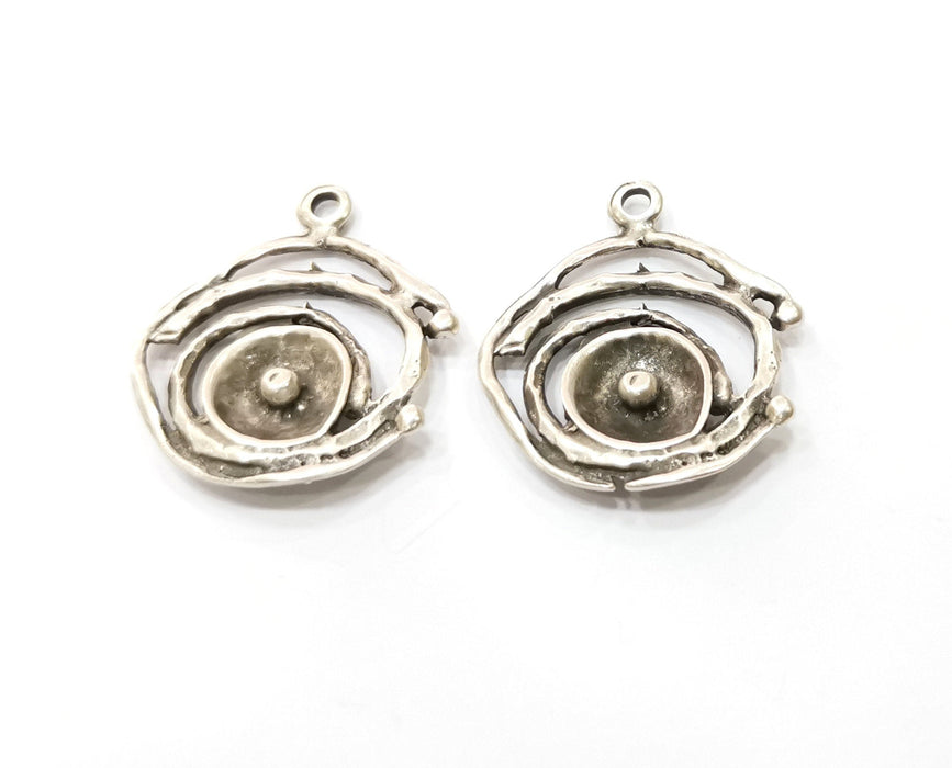 2 Silver Charms Antique Silver Plated Charm (32x28mm) G19379