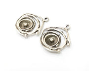 2 Silver Charms Antique Silver Plated Charm (32x28mm) G19379