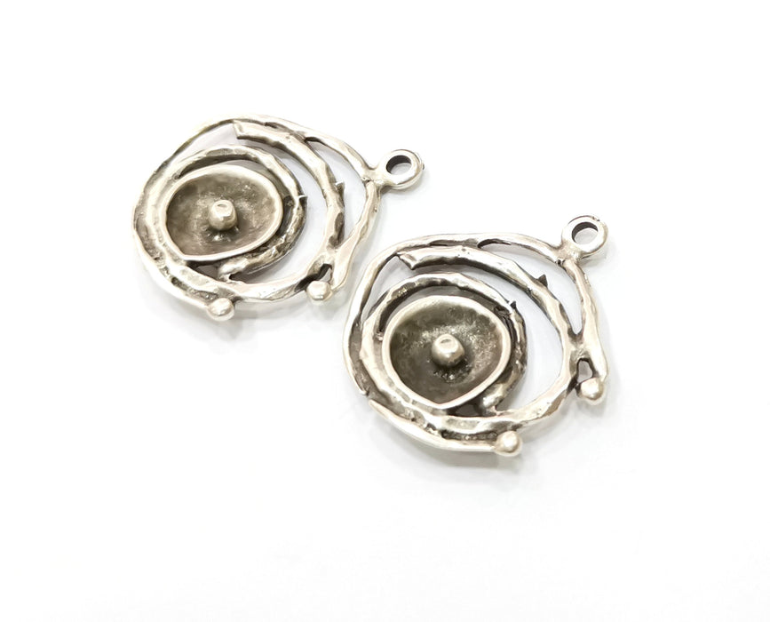 2 Silver Charms Antique Silver Plated Charm (32x28mm) G19379