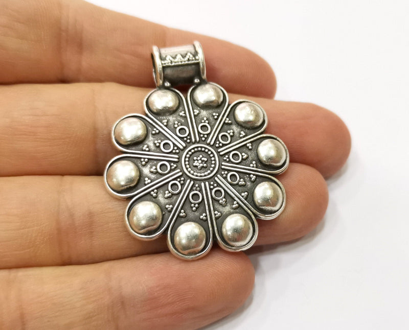 Silver Pendant Antique Silver Plated Pendant (46x38mm)  G19381