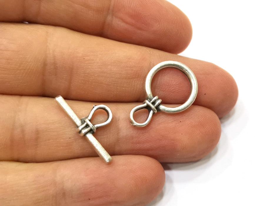 Toggle Clasps 10 sets Antique Silver Plated Toggle Clasp Findings 22x15mm+22x10mm  G19382