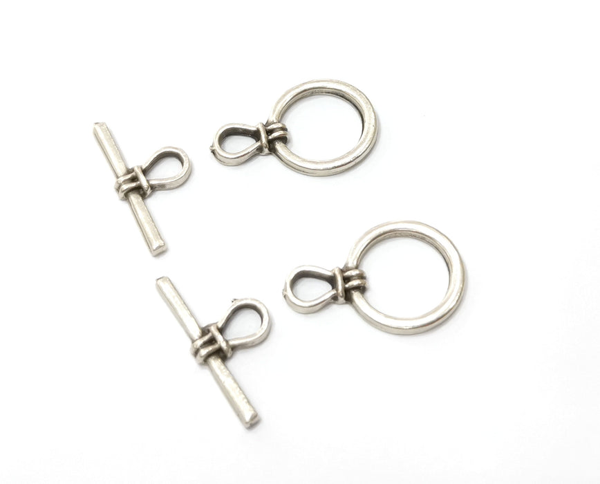 Toggle Clasps 10 sets Antique Silver Plated Toggle Clasp Findings 22x15mm+22x10mm  G19382