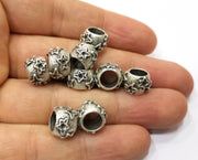 5 Star Silver Rondelle Beads Antique Silver Plated Beads (11mm)  G19384
