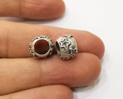 5 Star Silver Rondelle Beads Antique Silver Plated Beads (11mm)  G19384