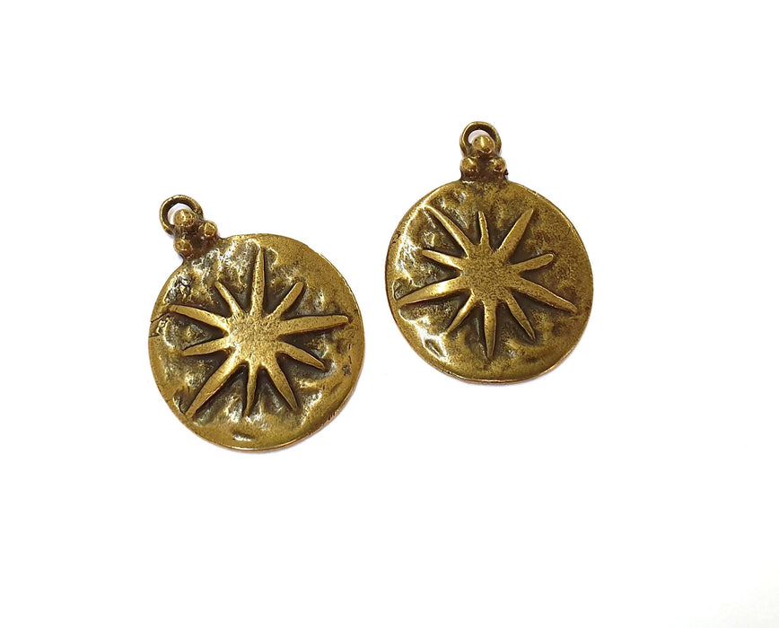 2 Star Charm Antique Bronze Plated Charm (34x26mm) G19768