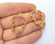 2 Pine Charms Bezel Resin Bezel Mosaic Mountings Gold Plated Charms (34x23mm) G19770