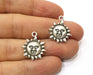 8 Sun Charms Antique Silver Plated Charms (22x18mm)  G19387