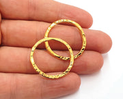 5 Hammered Circle Findings Shiny Gold Plated Circle (30 mm)  G19792