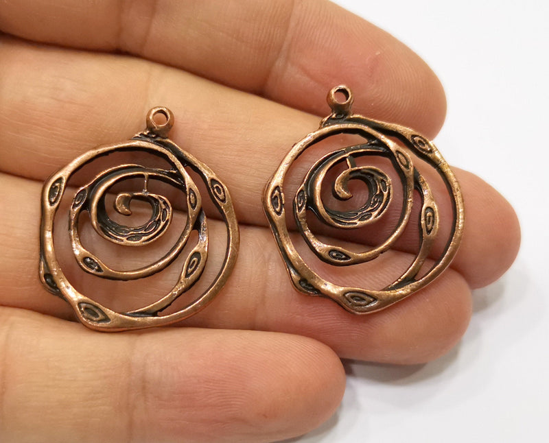 4 Copper Charms Antique Copper Plated Charms (31x27mm)  G19399