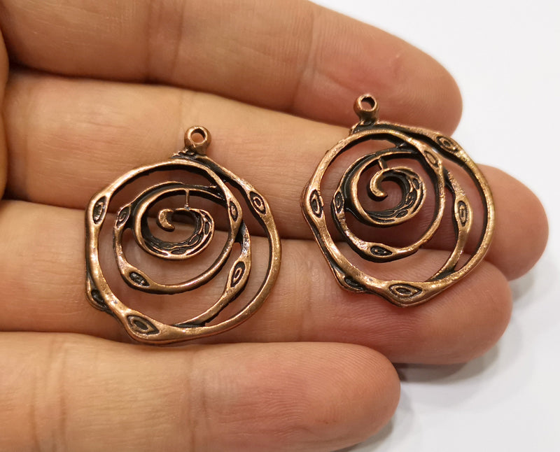 4 Copper Charms Antique Copper Plated Charms (31x27mm)  G19399
