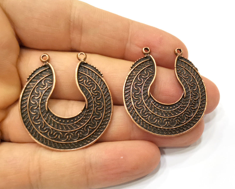 2 Copper Charms Connector Antique Copper Plated Charms (37x34mm)  G19400