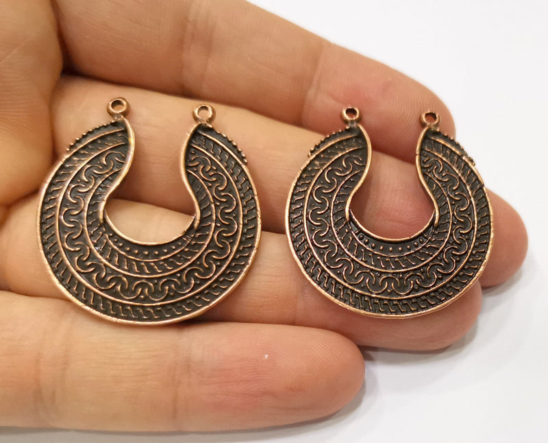 2 Copper Charms Connector Antique Copper Plated Charms (37x34mm)  G19400