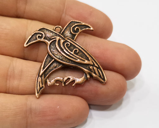 2 Bird Charms Antique Copper Plated Charms (34x32mm) G19403