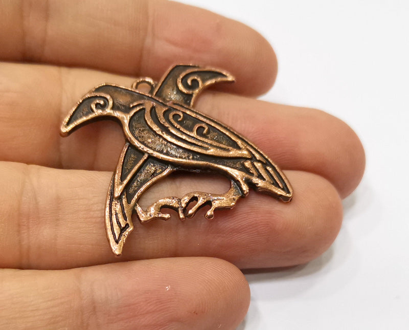 2 Bird Charms Antique Copper Plated Charms (34x32mm) G19403