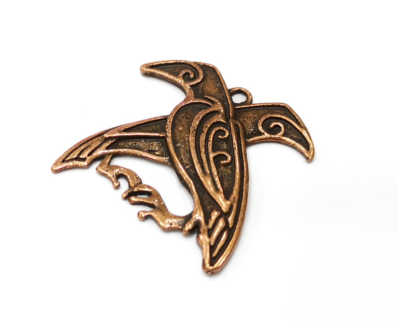 2 Bird Charms Antique Copper Plated Charms (34x32mm) G19403