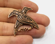 2 Bird Charms Antique Copper Plated Charms (34x32mm) G19403