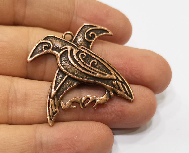 2 Bird Charms Antique Copper Plated Charms (34x32mm) G19403