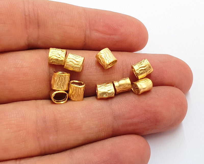 10 Gold Plated Brass Tube Beads Gold Plated Beads 6x6mm  G19820