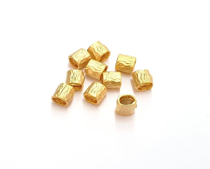 10 Gold Plated Brass Tube Beads Gold Plated Beads 6x6mm  G19820