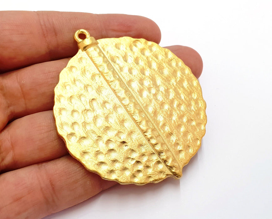 Hammered Gold Large Pendant Gold Plated Pendant (71x61mm)  G19823