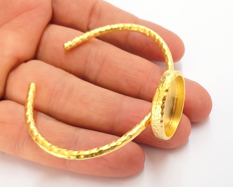 Gold Hammered Bracelet Blanks Settings Cuff Blanks Resin Blank İnlay Blank Adjustable Bracelet Gold Plated Bracelet (25x18 mm Bezel ) G19824