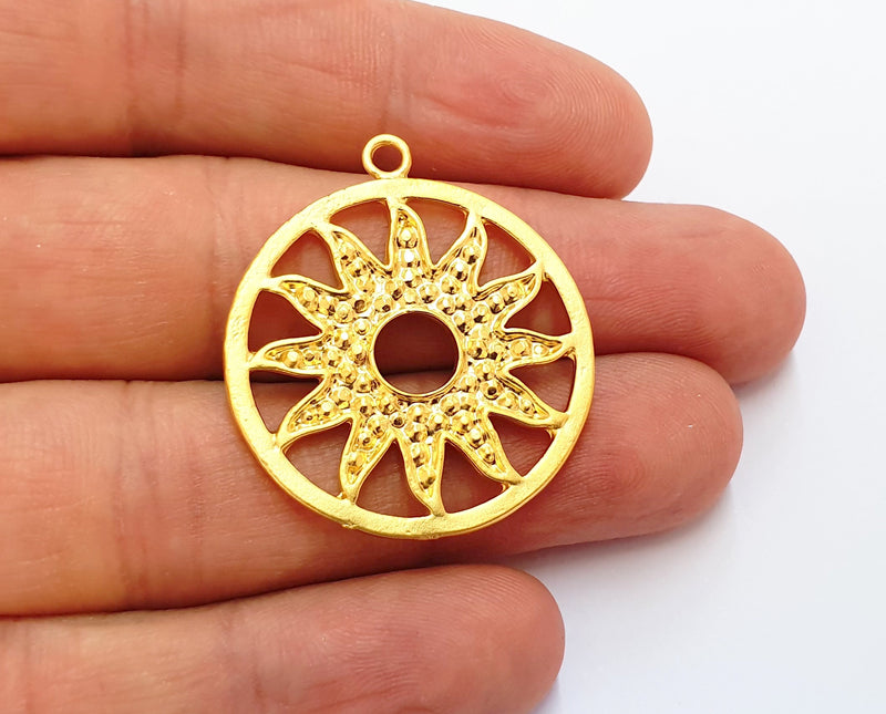 2 Sun Charms Gold Plated Charms (36x32mm)  G19825