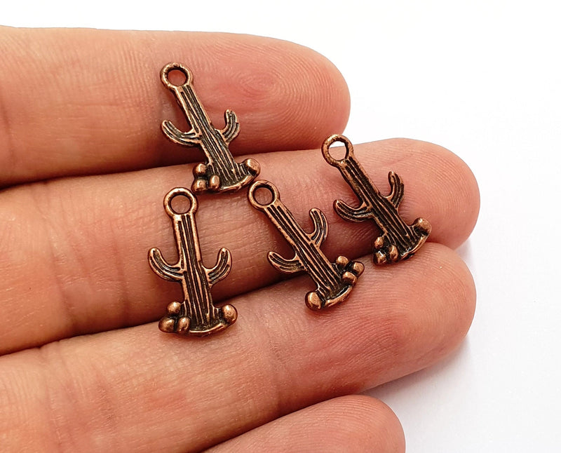 10 Cactus Charms Antique Copper Plated Charms (18x10mm)  G19826