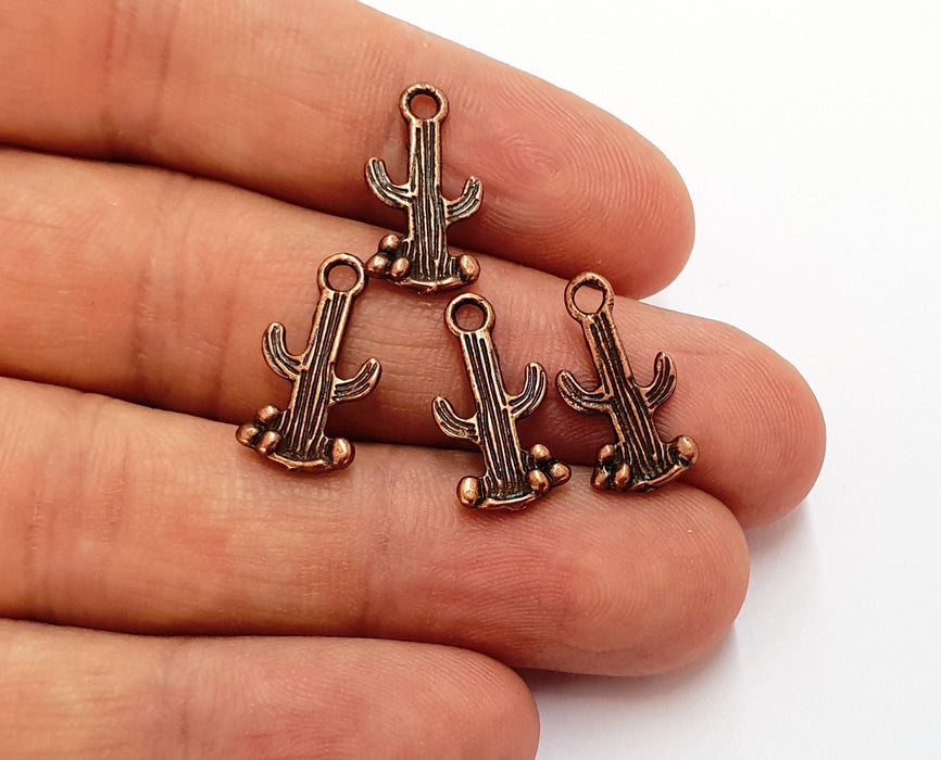 10 Cactus Charms Antique Copper Plated Charms (18x10mm)  G19826