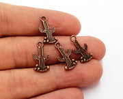 10 Cactus Charms Antique Copper Plated Charms (18x10mm)  G19826