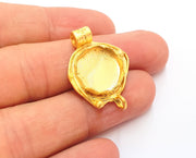 Gold Pendant Blank Brass Bezel Base Setting Necklace Blank Mountings Gold Plated Brass (15 mm blank) G19829