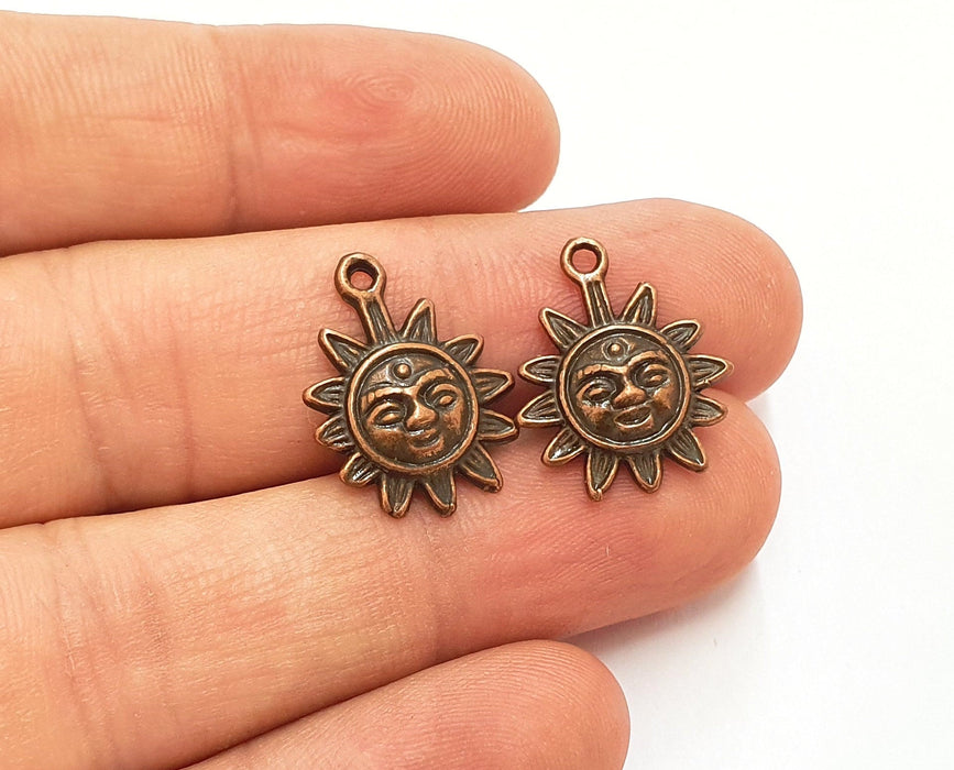 10 Sun Charms Antique Copper Plated Charms (20x16mm)  G19830
