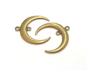 2 Crescent Charm Connector Moon Charm Antique Bronze Plated Pendants  (40x38mm)  G19831