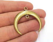 2 Crescent Charm Connector Moon Charm Antique Bronze Plated Pendants  (40x38mm)  G19831