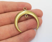 2 Crescent Charm Connector Moon Charm Antique Bronze Plated Pendants  (40x38mm)  G19831