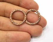 10 Circle Connector Antique Copper Plated Hammered Round Connector (20mm) G19409