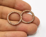 10 Circle Connector Antique Copper Plated Hammered Round Connector (20mm) G19409