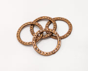 10 Circle Connector Antique Copper Plated Hammered Round Connector (20mm) G19409